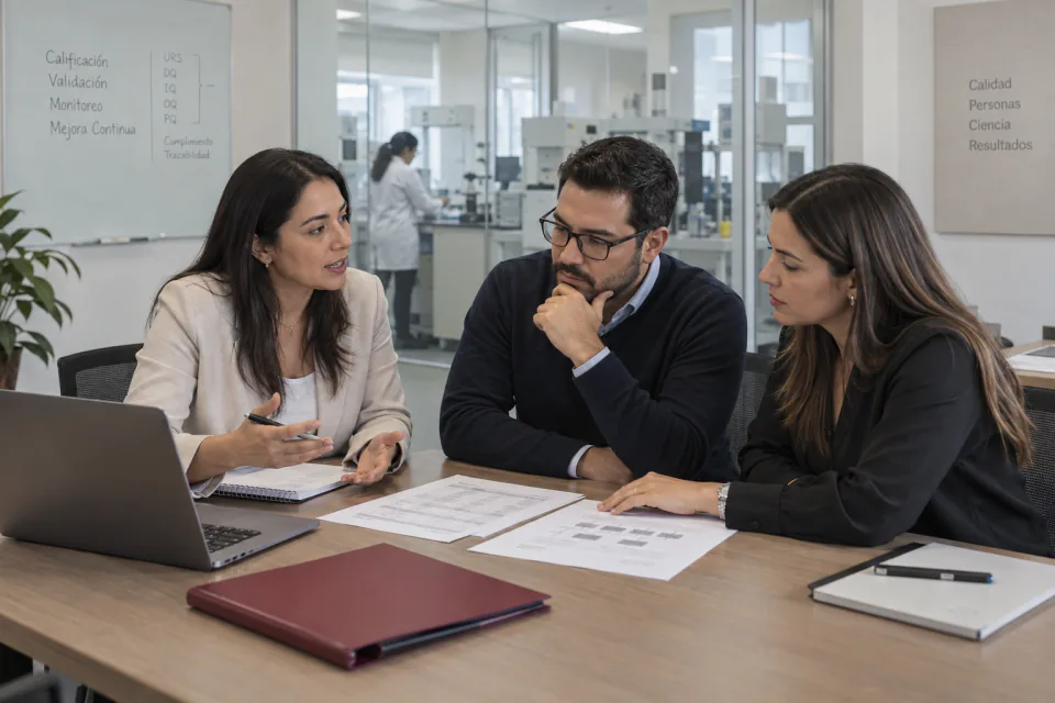 Pantallas de trabajo colaborativo para revisar protocolos y pruebas de software